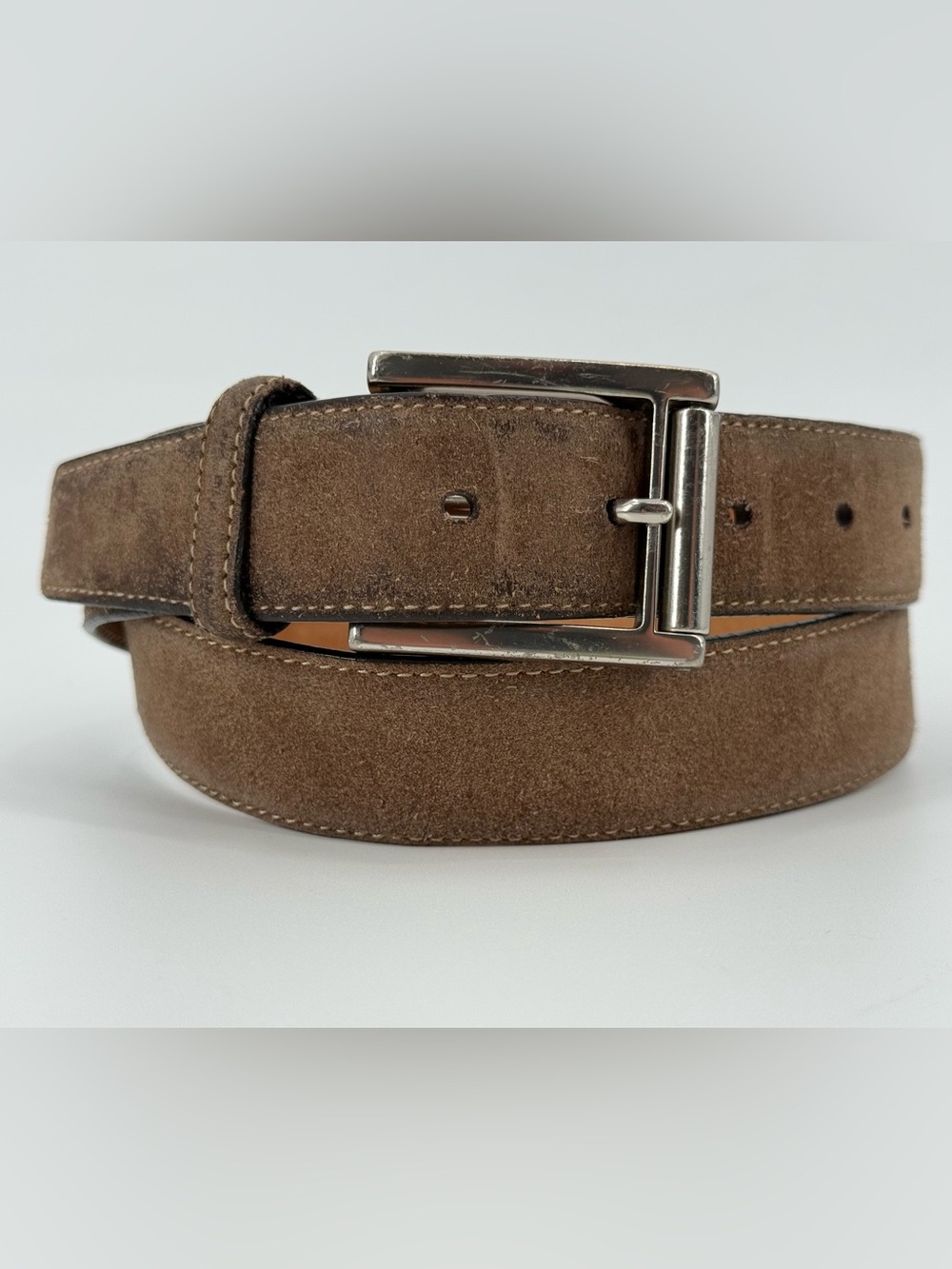 Vintage Brown Suede Mens Belt 36